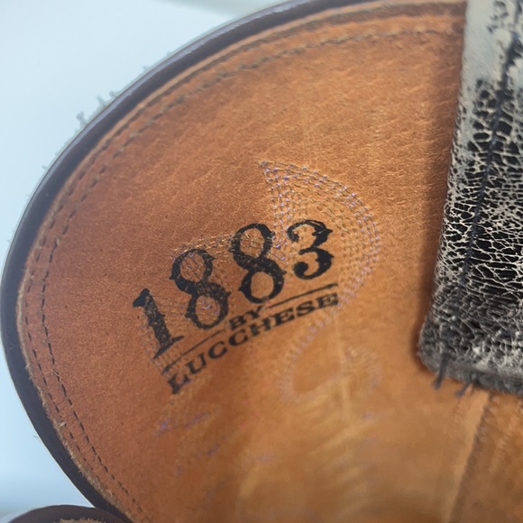 Lucchese 1883 Western Distressed Black with Pink and Lavender Stitching Size 7 - Picture 11 of 16